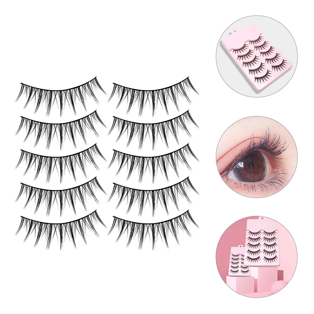 

10Pairs False Eyelashes Natural Look Lightweight Comfortable Reusable Makeup Extensions for Women Daily Party Fake Lashes Pack