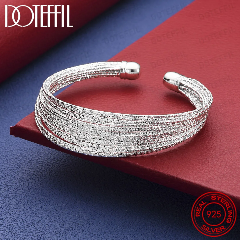 Armreif aus 925er-Sterlingsilber mit mehreren Linien für Damen und Herren, Hochzeit, Verlobung, modischer Charme, Party-Schmuck