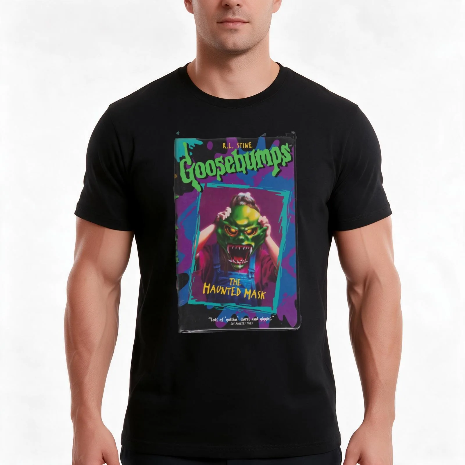 Goosebumps T-Shirt, Summer Casual Cotton Tee, Oversized Streetwear Tops, Vintage Graphic Print, Loose Fit Short Sleeve