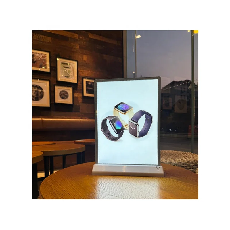 

Assurance rechargeable counter top advertising light box A4 Table Stand Menu Display Board Panel Led Light Box