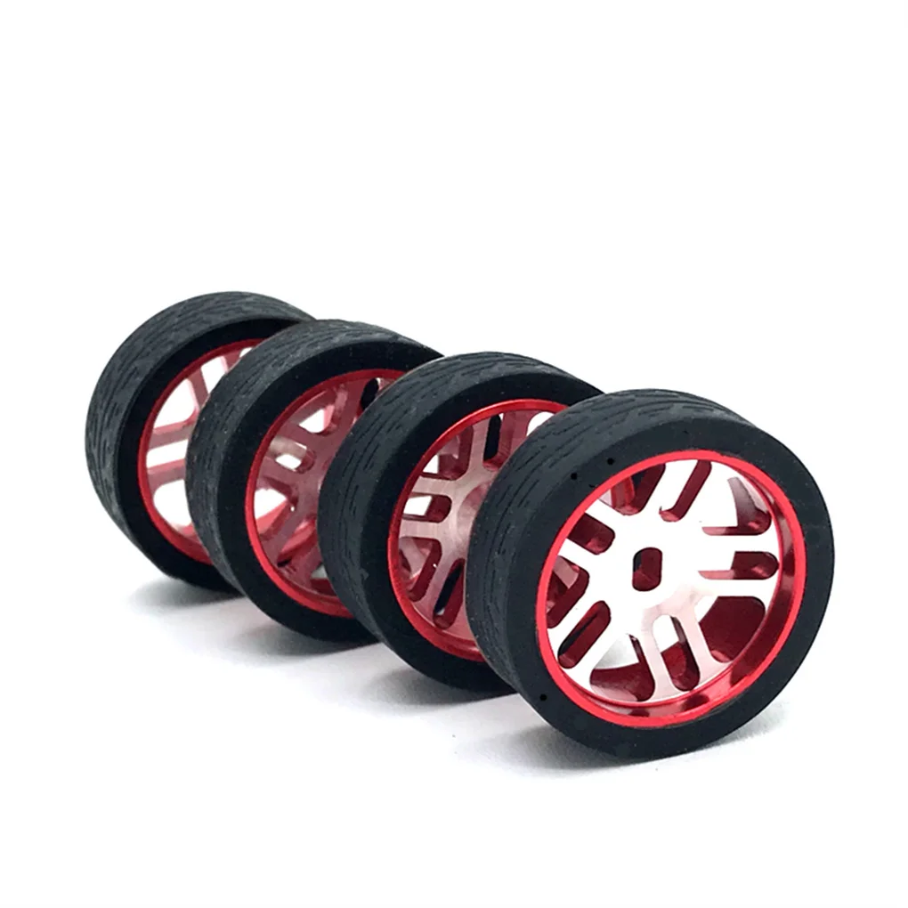 4 Pcs 1/28 Remote Control Cars Racing Tire Metal Wheels Rims Tires
