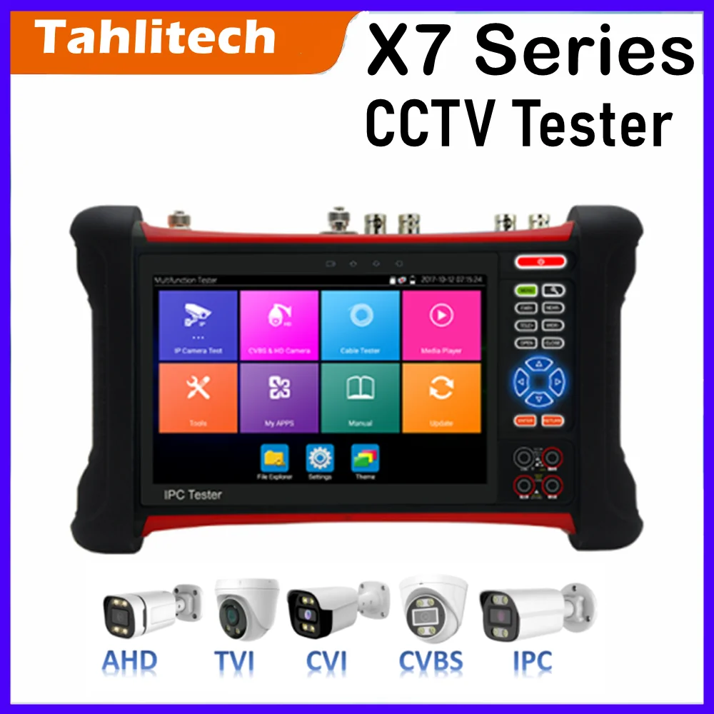4K CCTV IPC Test Monitor X7 Series Camera Tester 8MP TVI AHD CVI SDI Camera Tester RJ45 cable TDR test