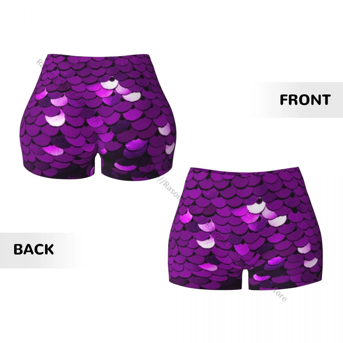 Pantalones cortos de yoga Fondo de escamas de pescado Mujeres Biker Apretado Elástico Entrenamiento Deportes Leggings Ropa deportiva