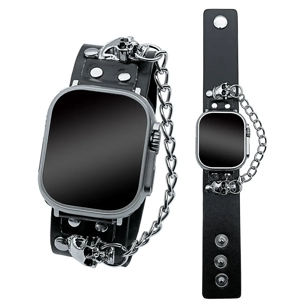 

Металлическая цепочка с черепом, совместимый с Apple Watch Band 9 8 49 мм 41 мм 40 мм 42 мм 44 мм 45 мм Iwatch 7 6 5 4 Se Ultra Мужчины Женщины
