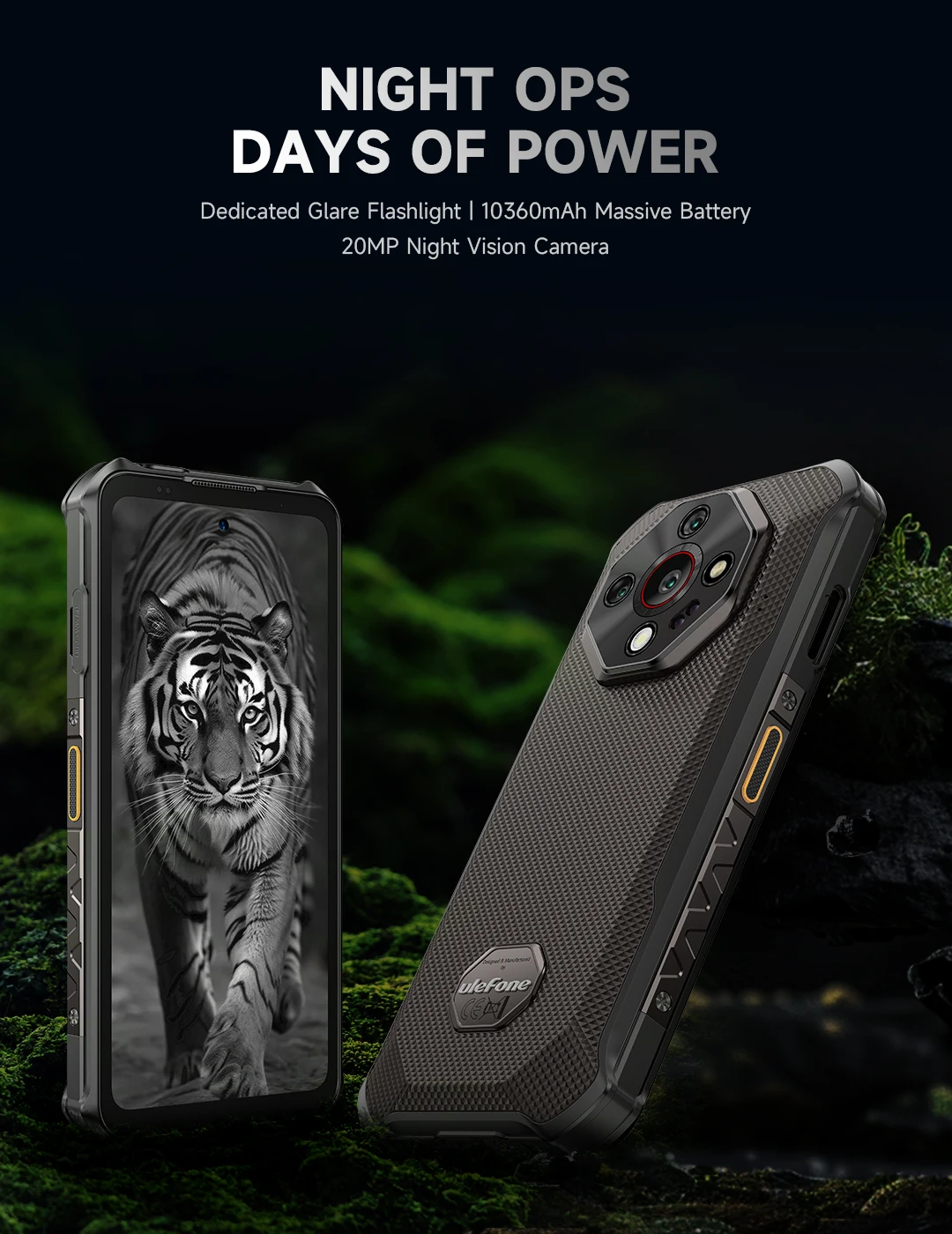 Ulefone Armor X16 4G Rugged Phone Smartphone Android 15 Up to 12GB+128GB 10360mAh Glare Flashlight 48MP Main Camera