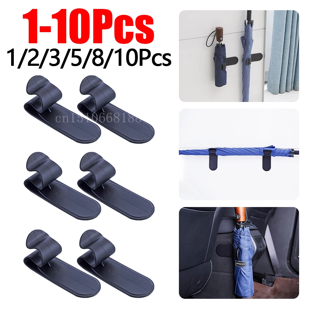 1-10Pcs Car Umbrella Holders Trunk Storage Organizer Hook Multifunctional Car Fastener Clip Umbrella Hanger Wall Mounted Rack