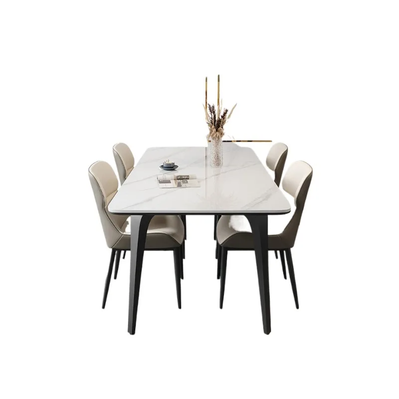

Light luxury dining table and chairs household small apartment modern simple rectangular dining table