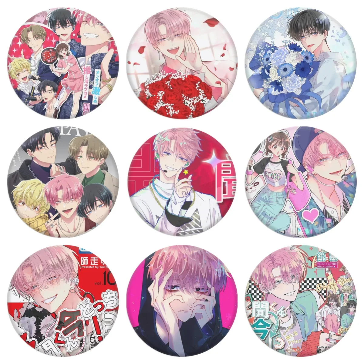 Tamon's B-Side Tamon-kun Ima Dotchi!? Button Pins Fukuhara Tamon F/ACE Anime Figure Brooch Badge Backpack Clothes Decor Props