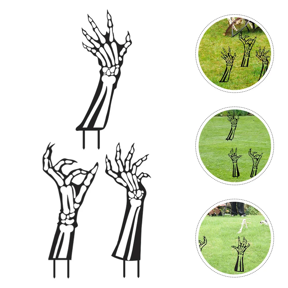 

3Pcs Durable Iron Halloween Skeleton Hand Stakes For Outdoor Garden Decoration