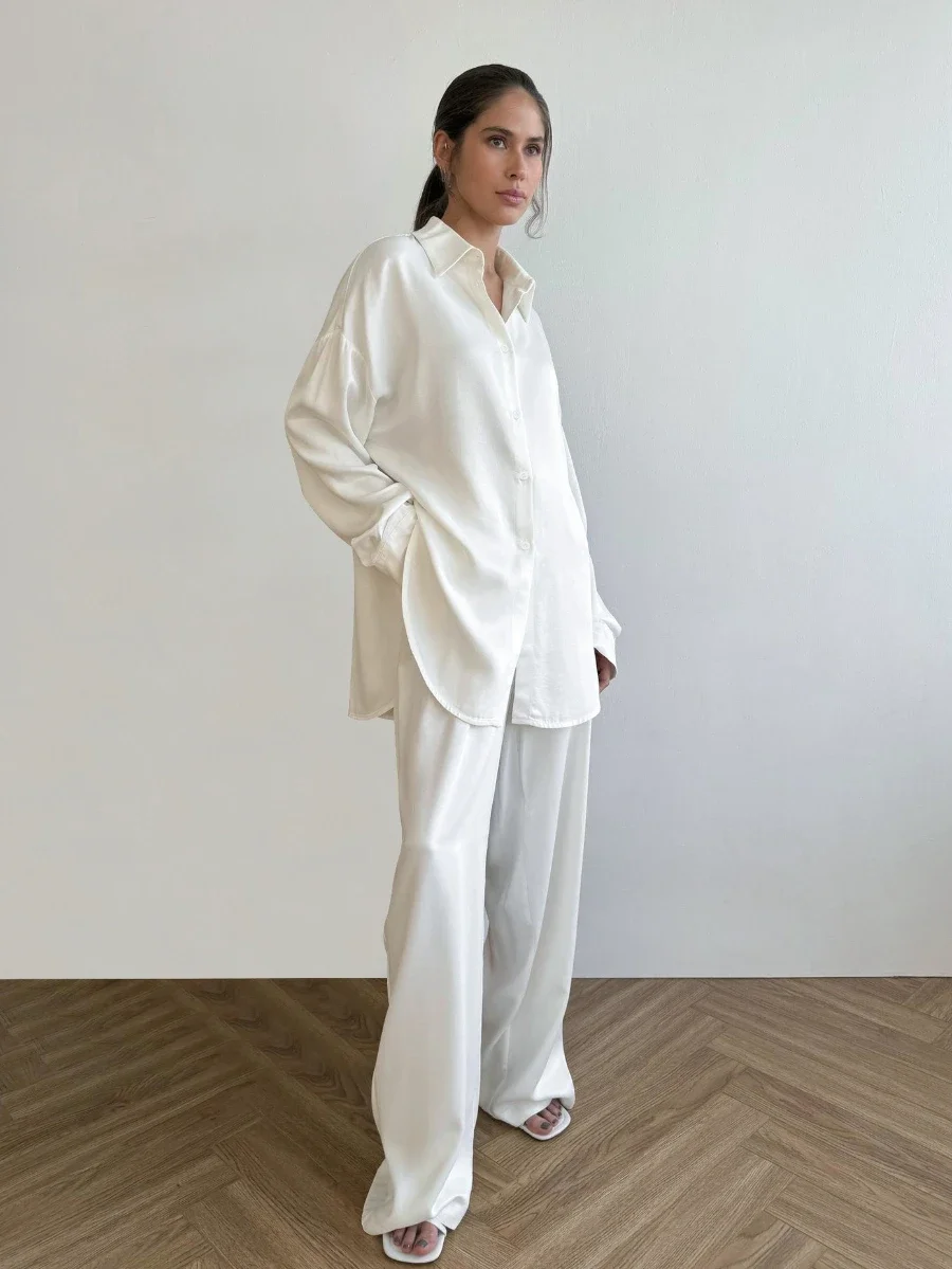 Blubelle Women's Collar Cardigan Pants Pajamas Set New Loose Sleepwear Comfortable Home Clothing Pajama 2-Piece Set