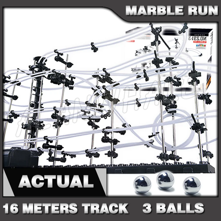 1600cm Rail Level 3 Marble Run Race Roller Coaster Night Luminous Model Building Kit STEM Learning toys Rolling ball Sculpture