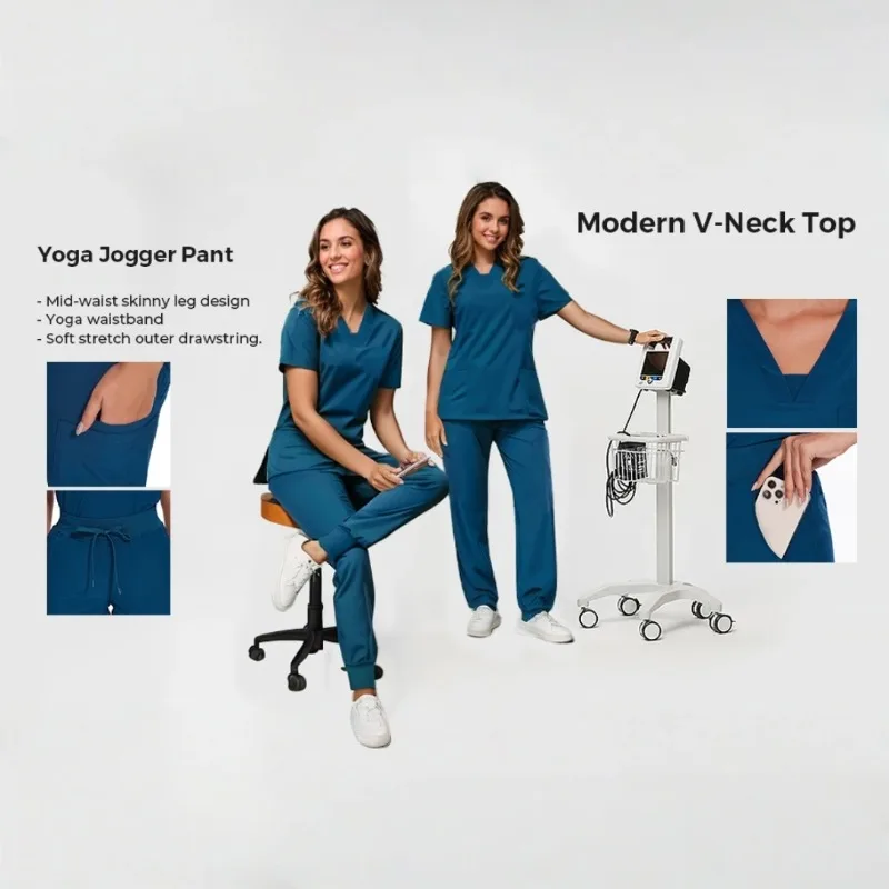 

New arrival waterproof scrub nurse doctor uniform 4-way stretch fast drying suitable for salon