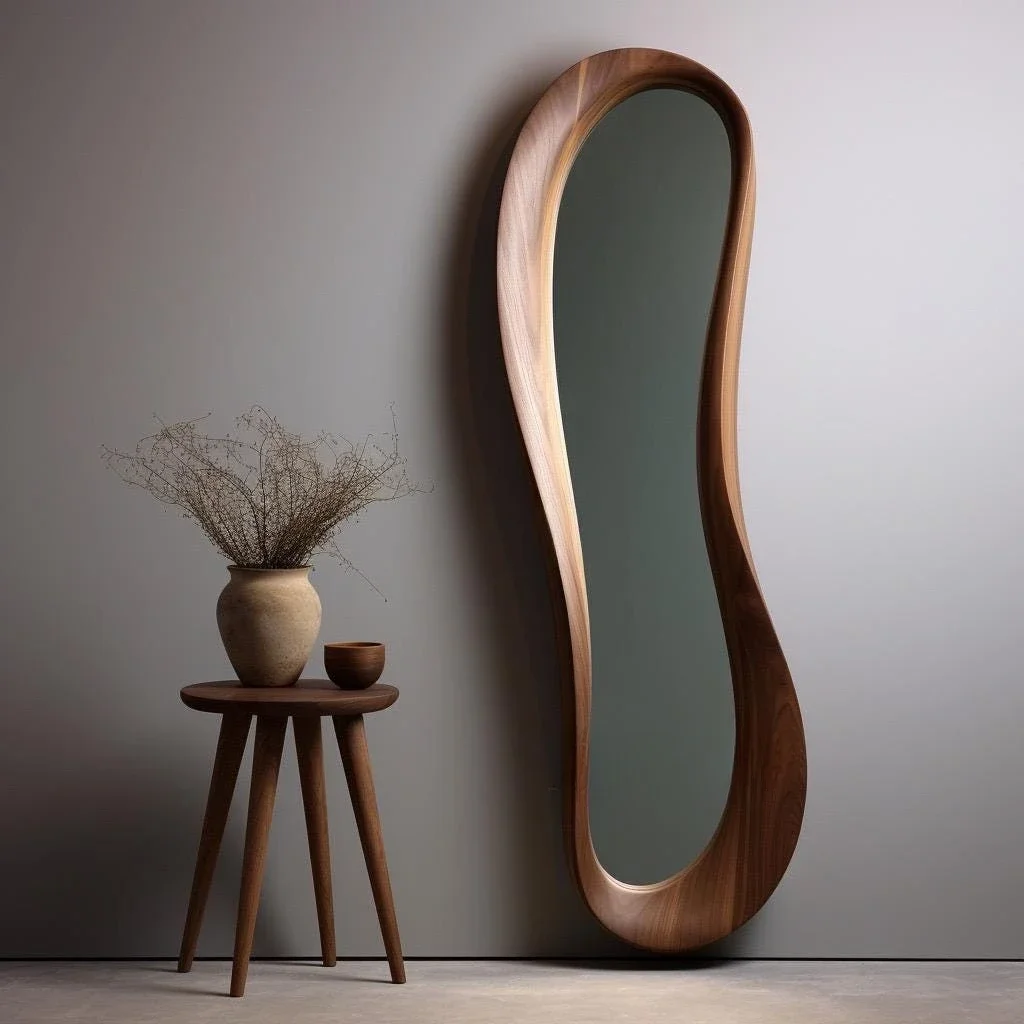 American retro full-length mirror household wall-mounted special-shaped full-length mirror French irregular living room bedroom