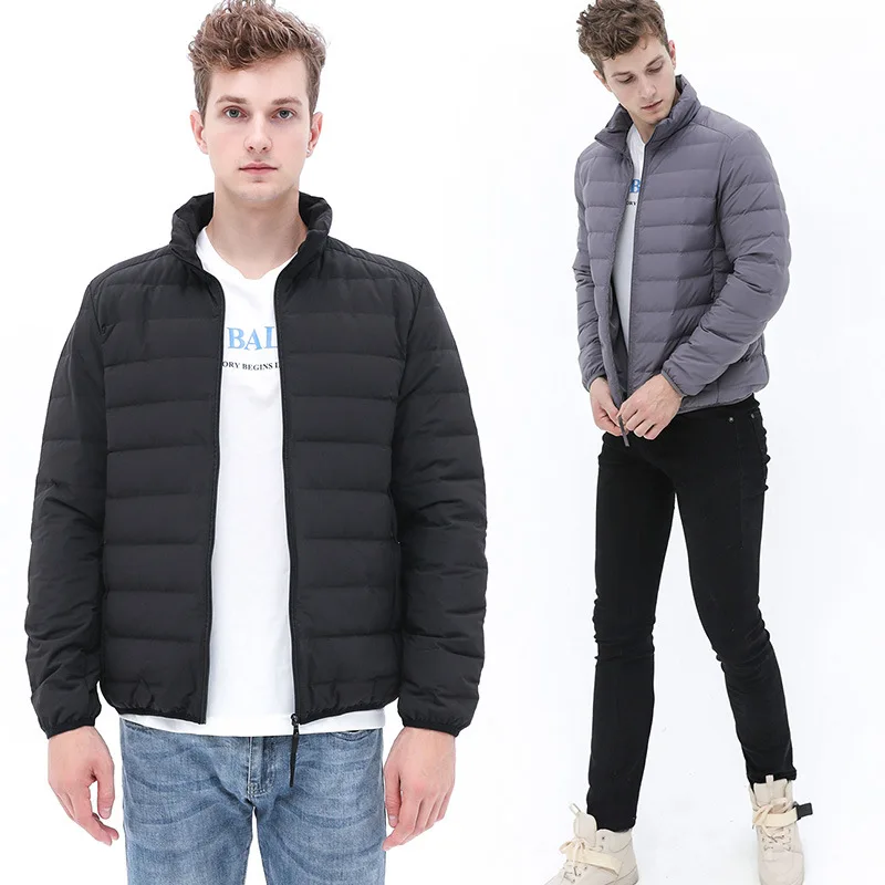 Mens Winter 80% White Duck Down Jackets Portable Ultra Light Male Stand Collar Jacket Outwear Down Coat DJ04