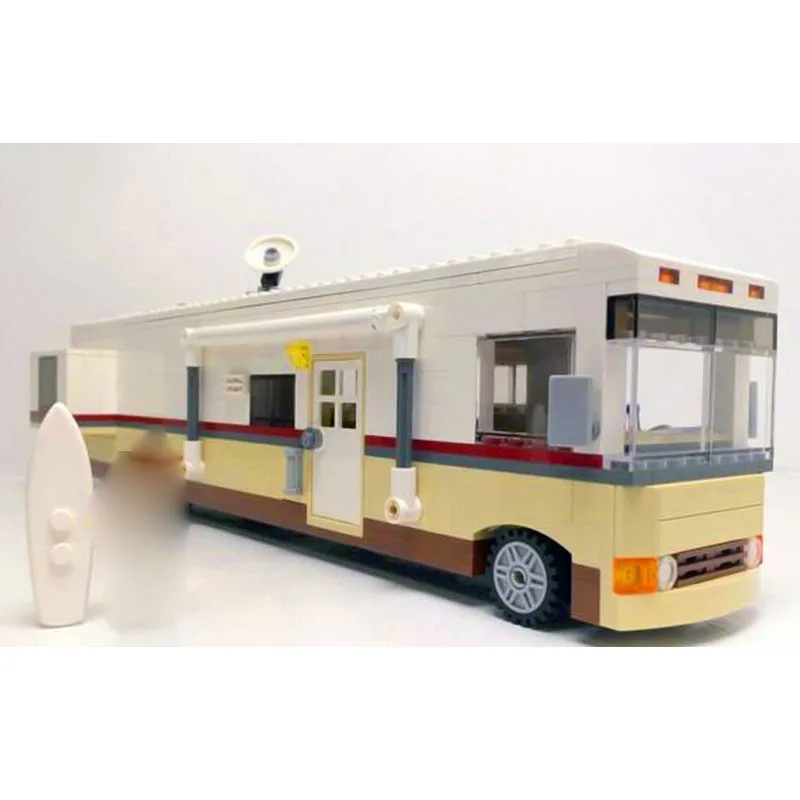 City MOC-198277 Global Travel Luxury RV Building Block Model, 845 Pieces, Adult Birthday Customized Christmas Toy Gift