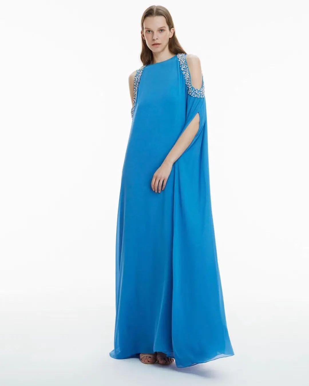 Off-shoulder kralen galajurken losse vloerlengte chiffon feestjurk elegante avondjurken voor Eid aangepaste vestidos de