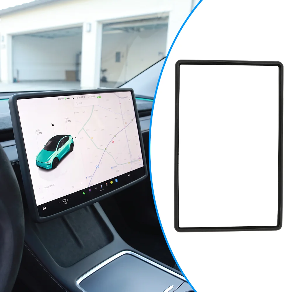 For Tesla Model Y Juniper 2025 2026 Silicone Screen Edge Frame Protector Central Control Display Screen Bezel Cover Accessories