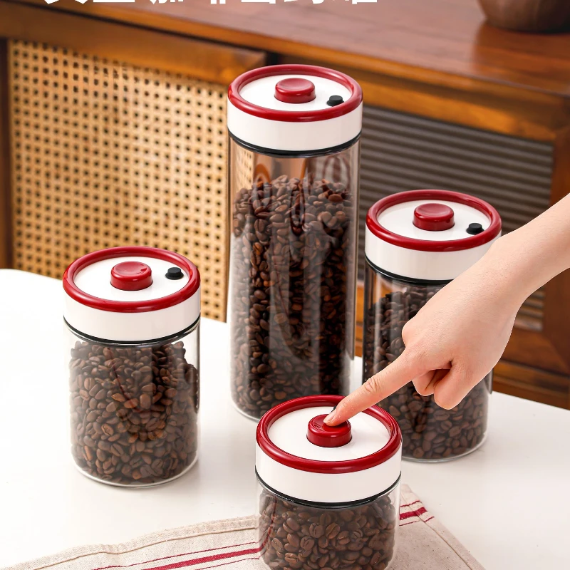 علبة محكمة الغلق بالفراغ من نوع حبوب البن، يمكن إخلاءها، علبة زجاجية، حفظ الشاي، علبة تخزين متينة، زجاجة تخزين #6