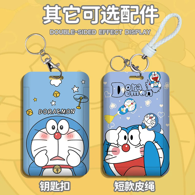 1 Set Doraemon Anime Card Cases Card Lanyard Key Lanyard Cosplay Badge ID Cards Holders Neck Straps Kawaii Key Chains Gifts