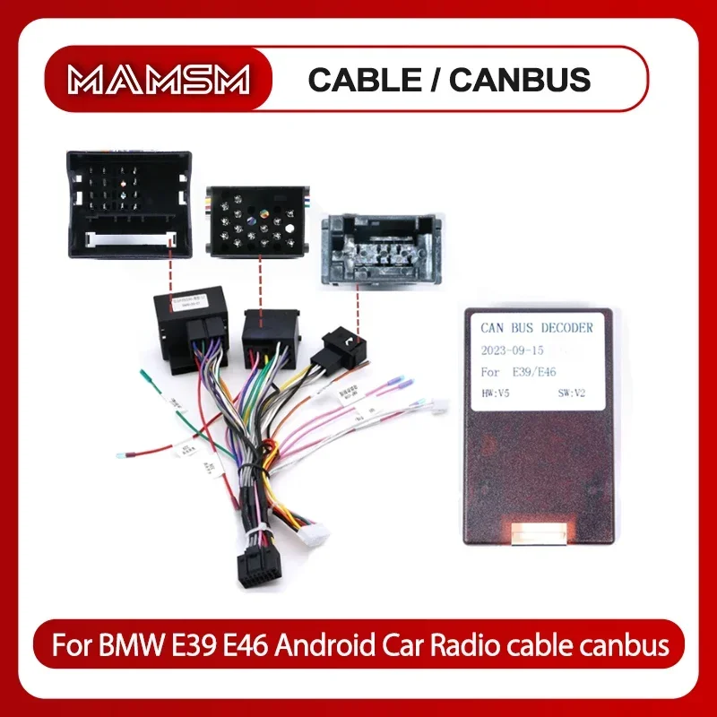 

MAMSM 16 PIN Power cable Canbus Box Decoder For BMW 5 (E39)/ X5 (E53) car DVD Android Car Radio Stereo cable canbus