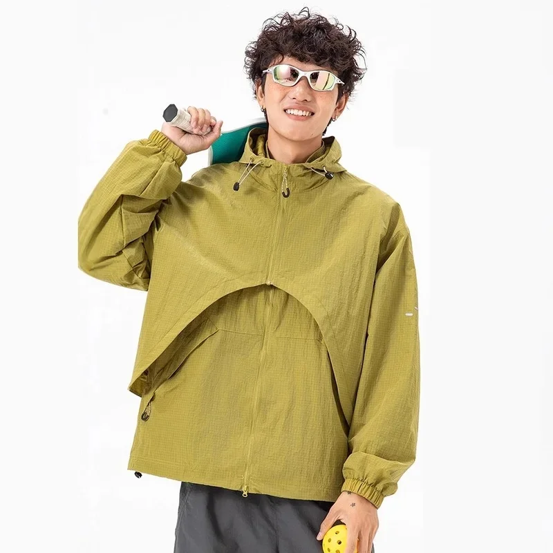 2 Piece Jacket Cloak Vest Men Women Outdoor Lightweight Loose Casual Fashion Tracksuit Sport Hooded Jacket Couple Coat Outerwear