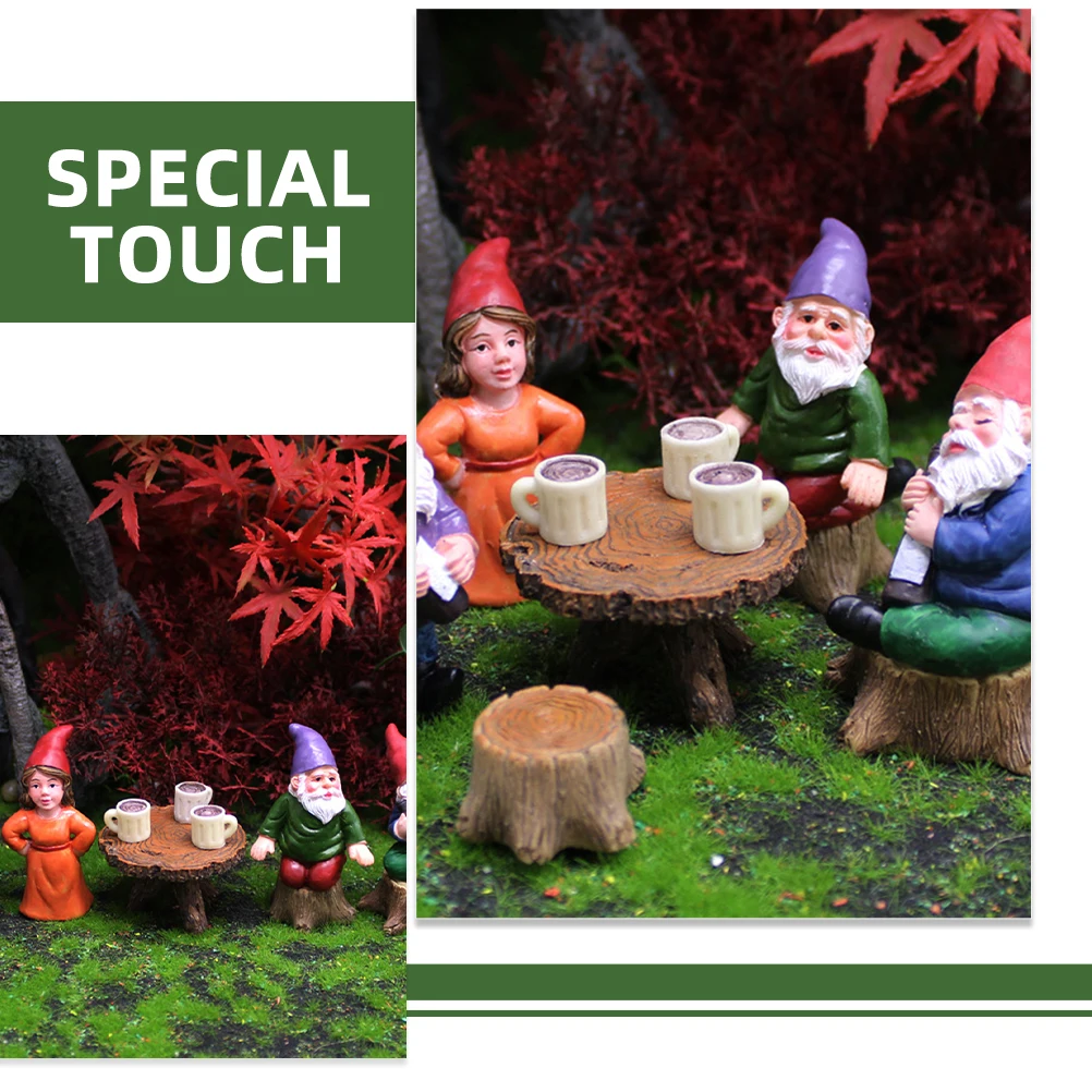 

Ornament Gnome Garden Ornaments Fairy Figures with Table and Chair Christmas Resin