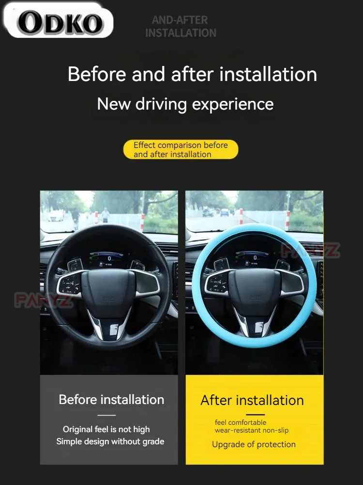 Silicone steering wheel cover for automobiles, ultra-thin and icy in summer, with anti slip and wear-resistant round handle cove