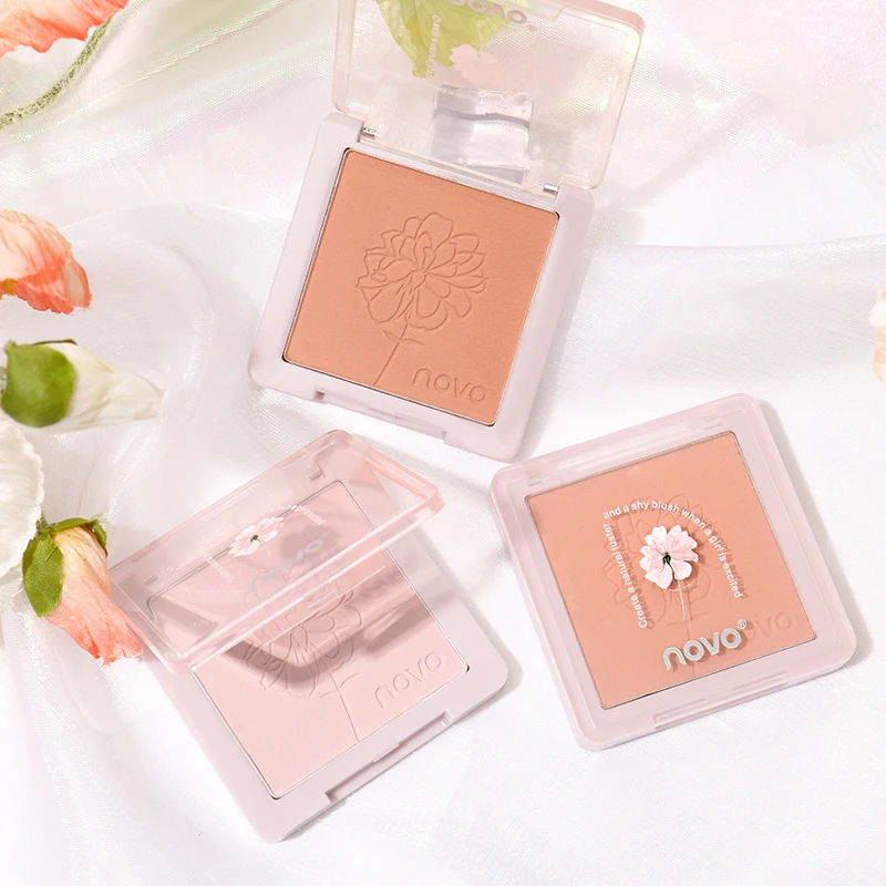 Peachy Pink Soft Matte Face Blush Long-wear Baby Blue Blusher Smooth Shading Powder Neutral Cheek Makeup Korean Style Cosmetics