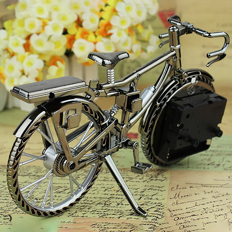 Home Garden New Vintage Arabic Numeral Bicycle Shape Creative Table Alarm Clock Home Decor Room Desktop Decoration Crafts