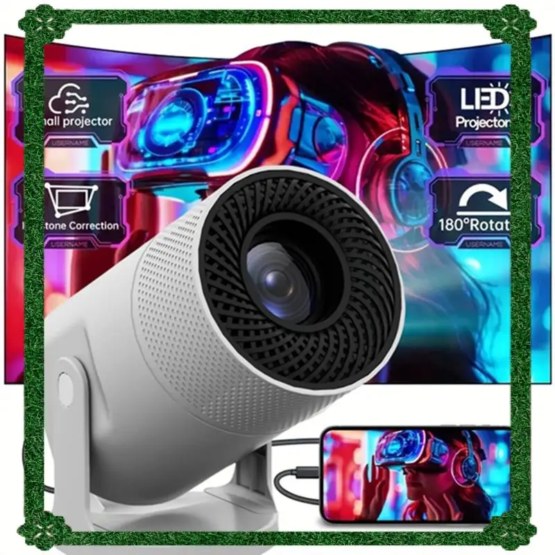 

24-часовая доставка, совместимый с мобильным телефоном, мини-портативный проектор 720P с автоматическим вертикальным точечным камнем, вращение на 180 градусов, поддержка