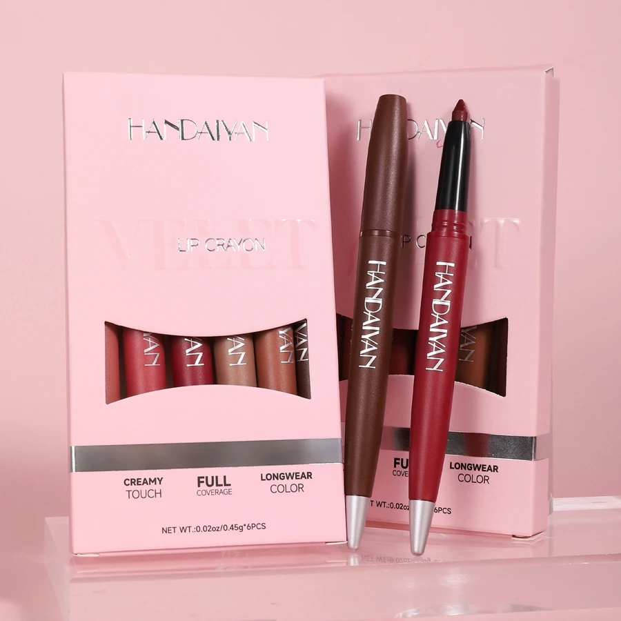 

6 Pcs Long-Lasting Lip Liner Lipstick Set Professional Lip Liner and Matte Waterproof Non-fading Lip Gloss for Women Gifts