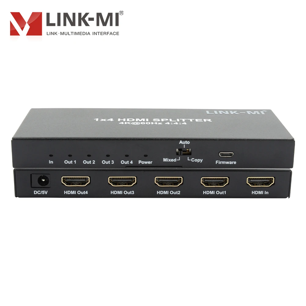 4Kx2K 18G لـ HDMI 2.0 1x4 Splitter HDR HDCP 2.2 مقسمات ومحولات الفيديو لشاشات Ultra HD تدعم 4K60 هرتز 4:4:4