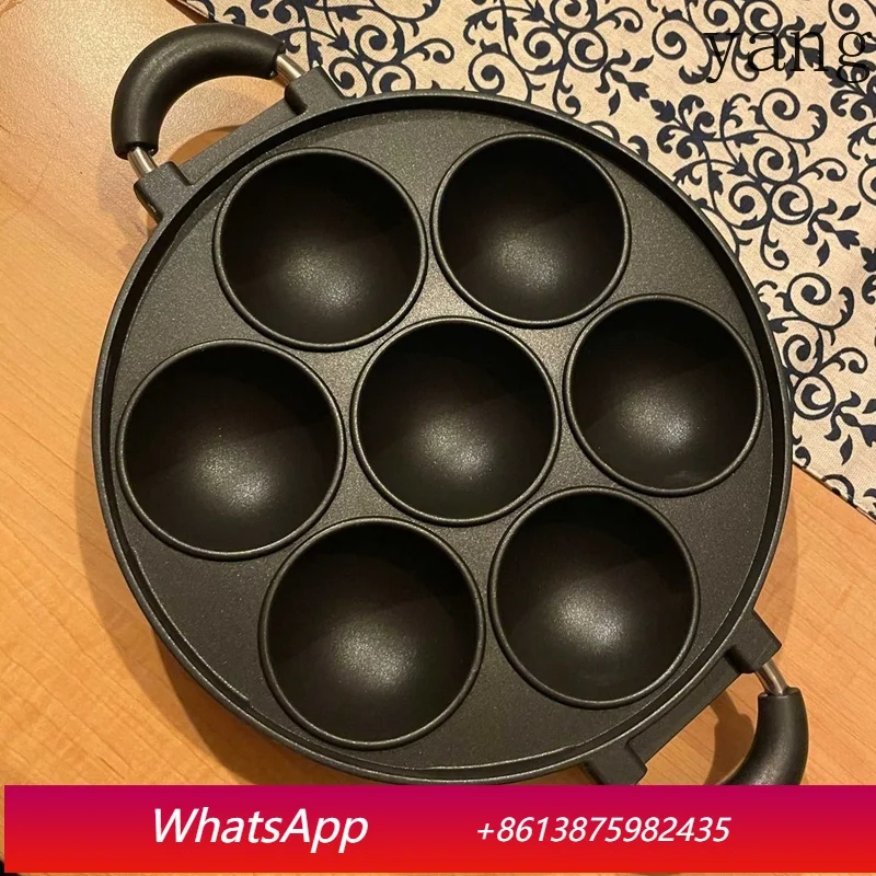 

7 Hole Cooking Cake Pan Cast Iron Omelette Pan Non-Stick Cooking Pot Breakfast Egg Cooker Cake Mold Kitchen Cookware Kitchenware