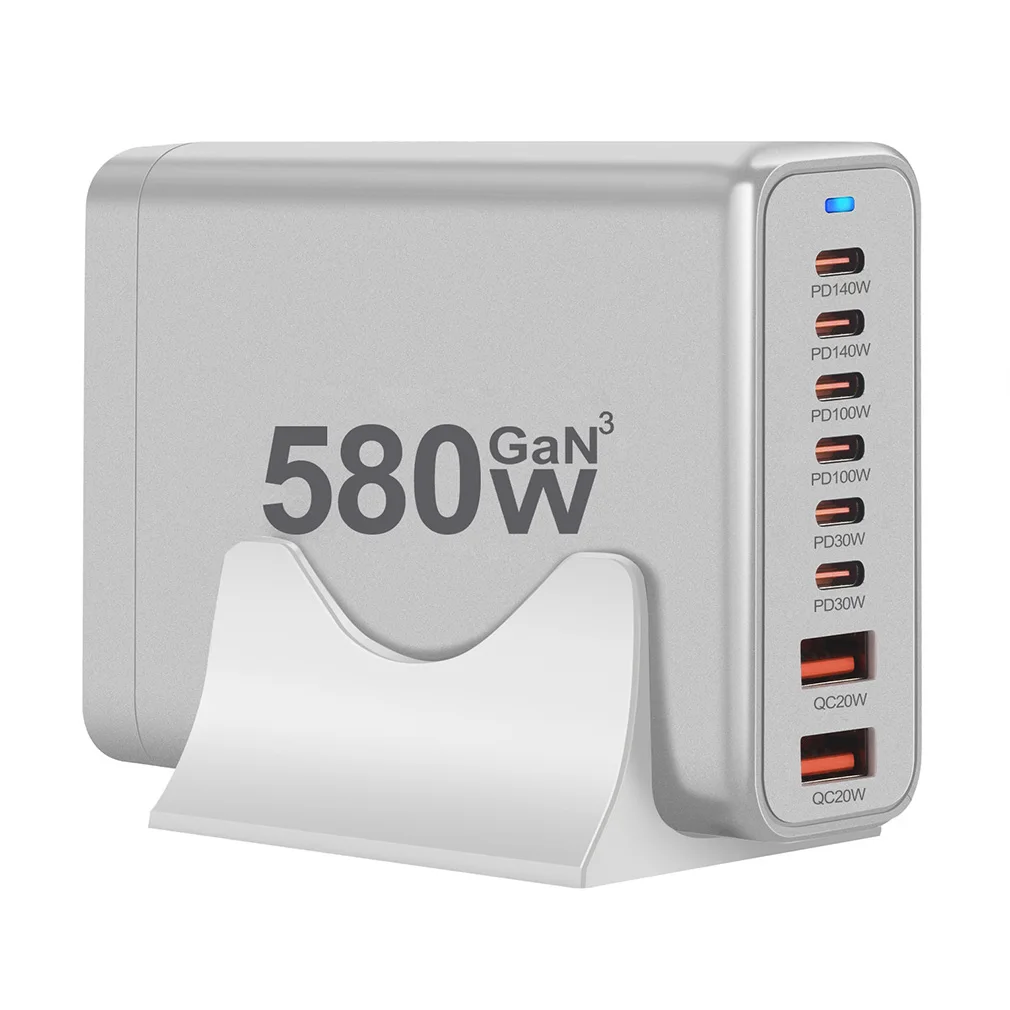 جديد 580 واط GaN سطح المكتب شاحن سريع 8 ميناء USB نوع C PD شحن سريع ملحقات الهاتف آيفون سامسونج هواوي Xiaomi Oneplus #5