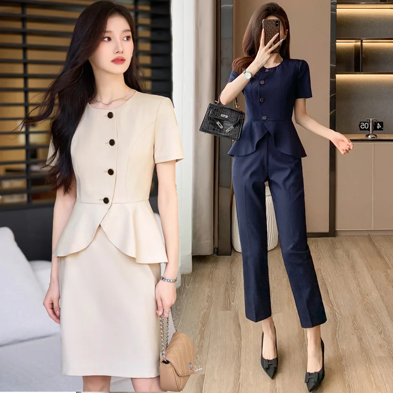 Business Suit Suit Suit Women's Summer Thin Hotel Front Desk Uniform Jewelry Shop Beautician Work Clothes Work Clothes