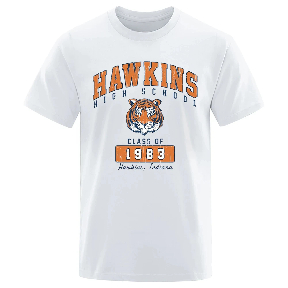 Casual Short Sleeve 80527 Hawkins High School Cl Of 1983 Men T Shirt Funny Tiger Printed Clothing O-Neck Cotton T-Shirts