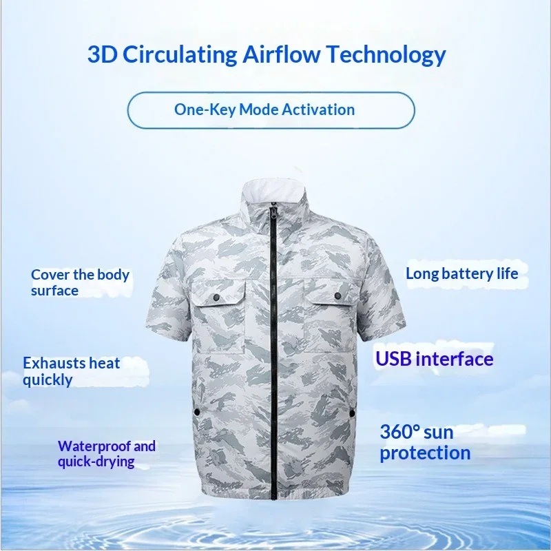 Mens USB Cooling Vest Summer Air Conditioning Clothing Fan Sport Outdoor Travel Beach Lightweight Breathable Rechargeable Top