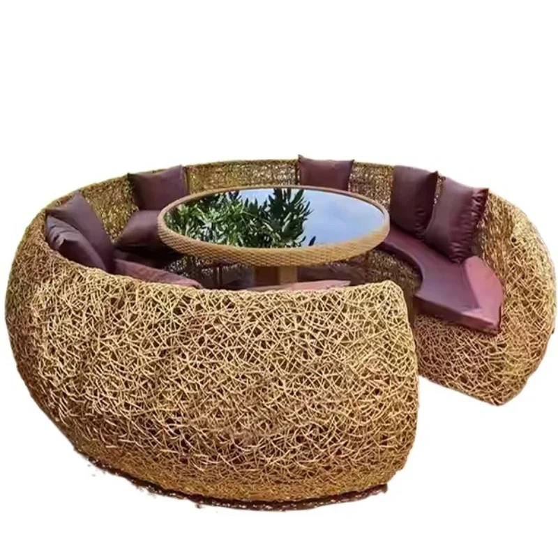 

Internet celebrity bird's nest sofa, resort scenic clock in love rattan card seat recliner swing rattan chair outdoor crafts