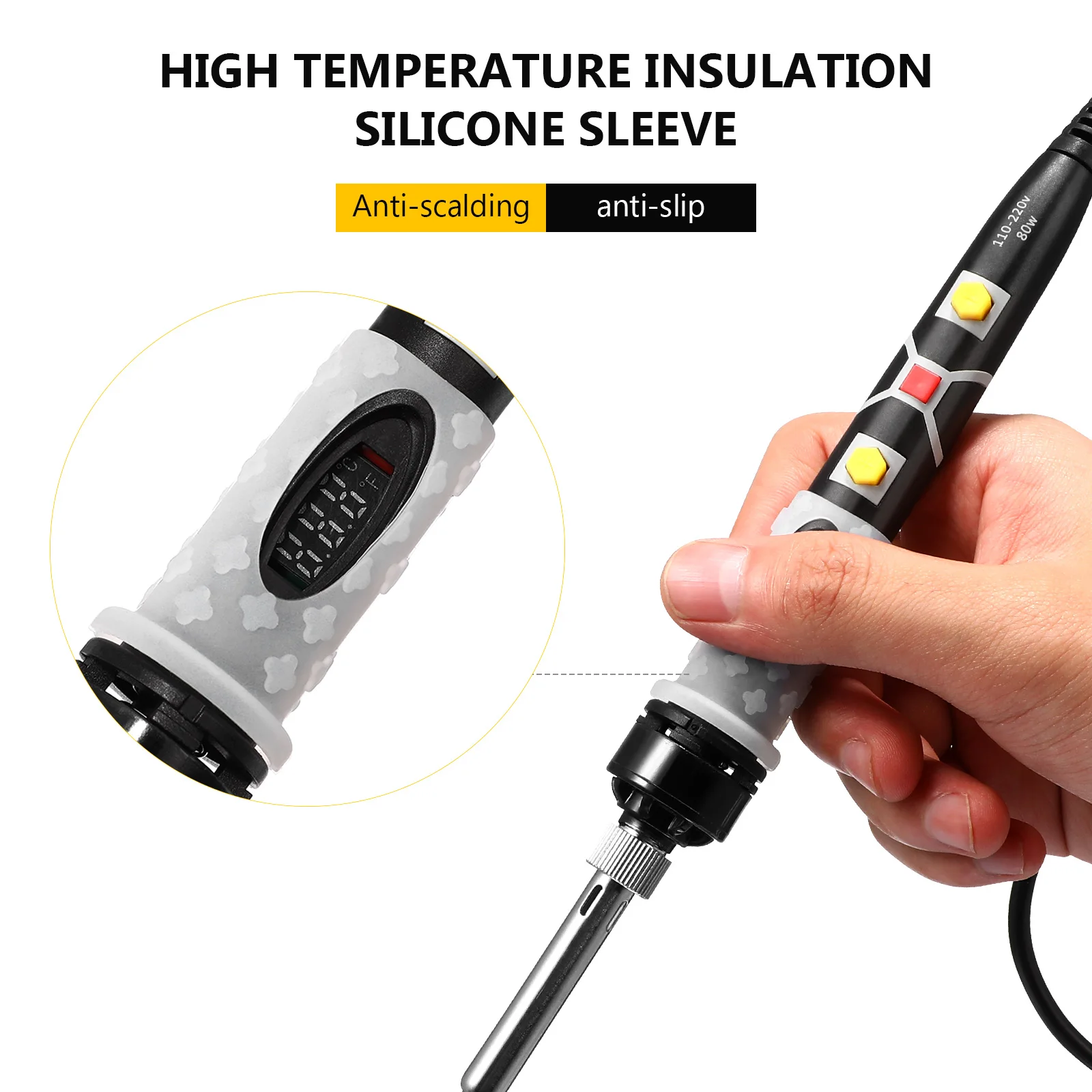 10pcs 80W Adjustable Temperature Soldering Iron Kit Digital Display Electric Tools AU Plug Random Bag Color