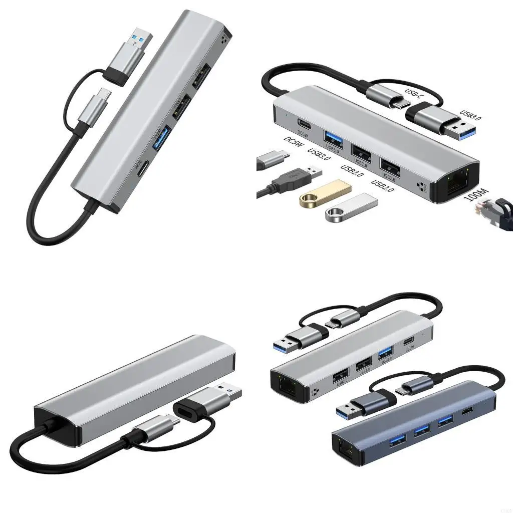 

C90F Легкий адаптер-концентратор Ethernet типа C с разъемом RJ45 USB3.0 USB2.0 100 Мбит/с/1000 Мбит/с