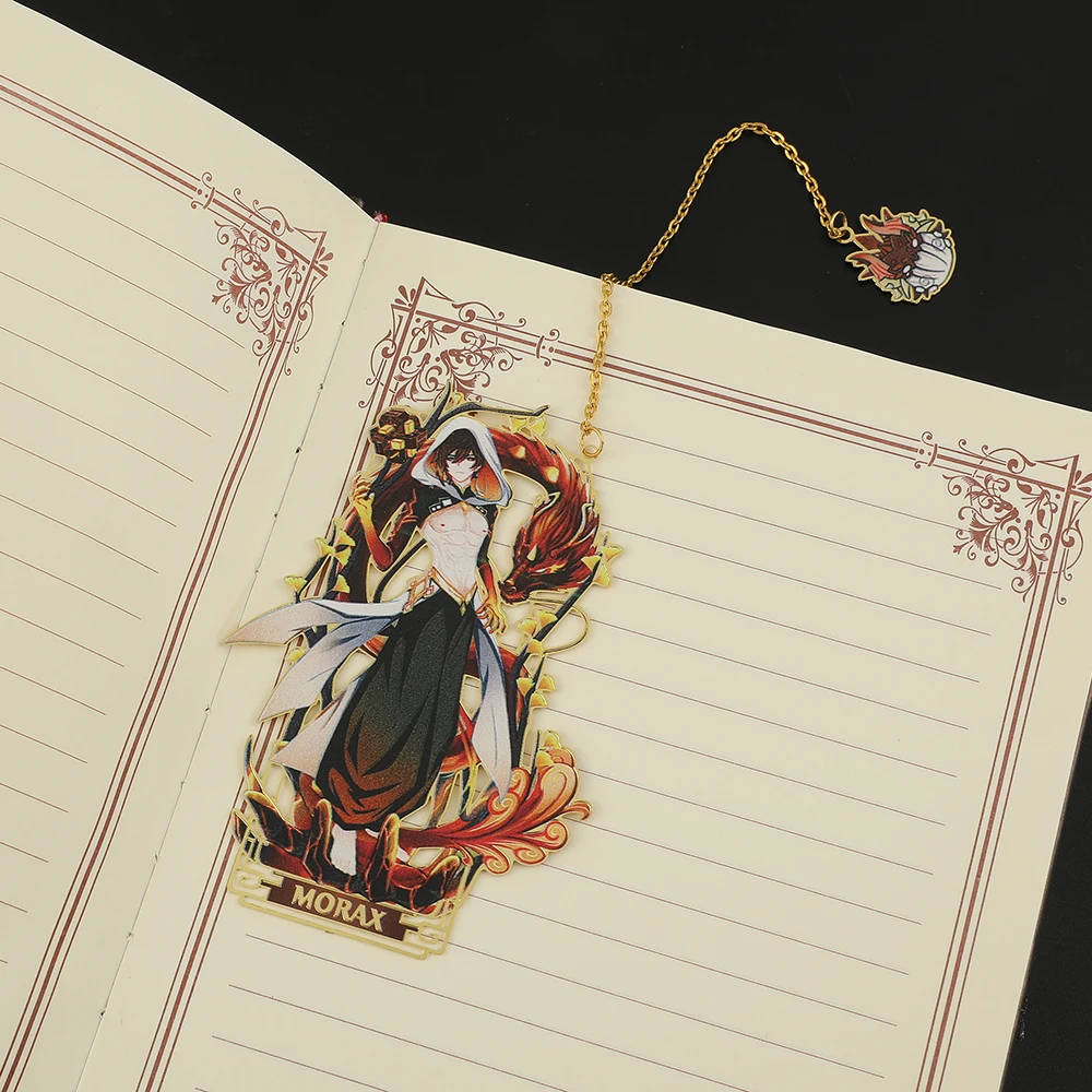 Anime Game Genshin Impact Classical Style Chain Bookmark Yun Jin Zhongli Hollow Out Collectible Bookmark Gifts for Read Lover