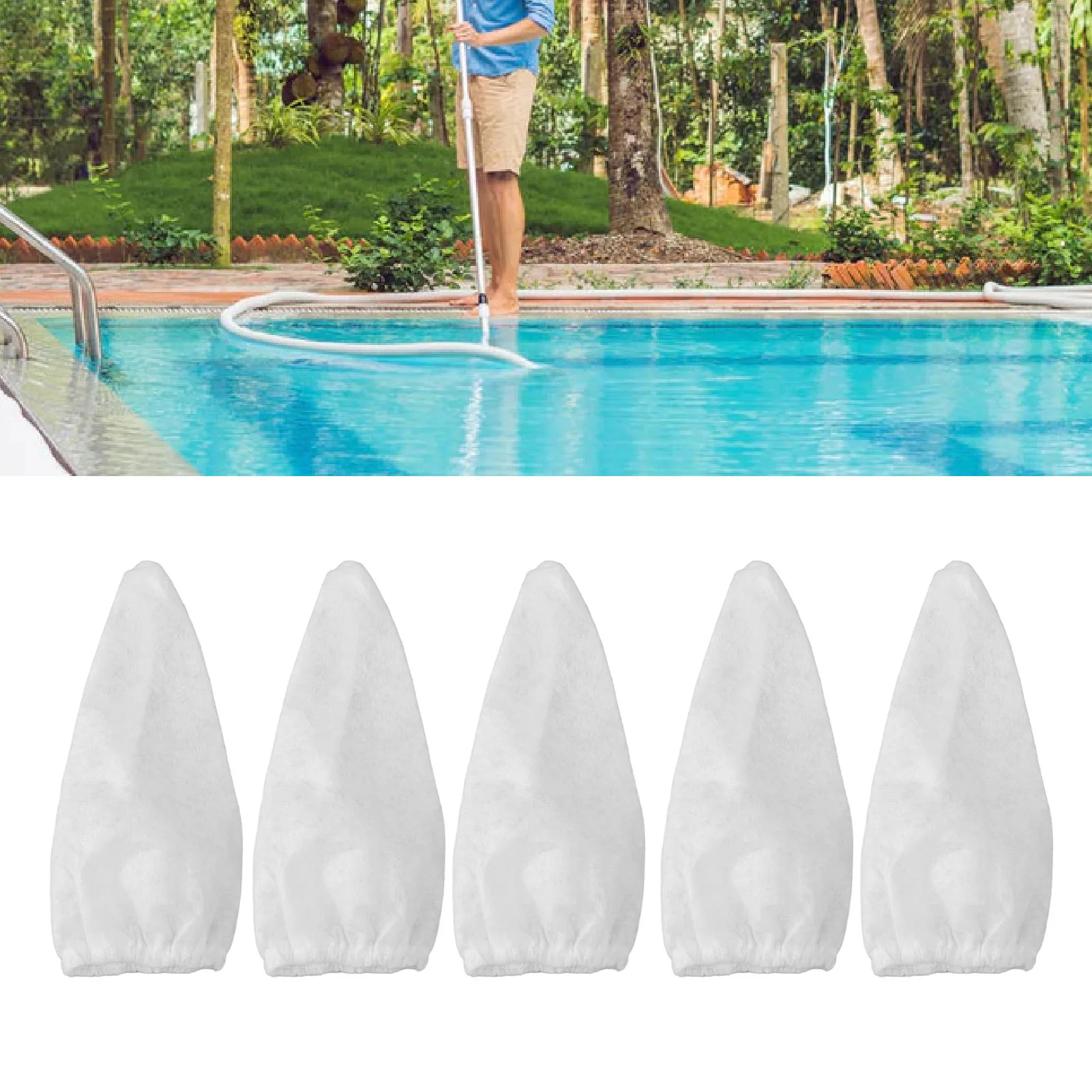 5PCS Vacuum Pool Cleaner Filter Bag Vacuum Filter Bag Replacement Reusable Polyester Swimming Pool Cleaner Filter Bag