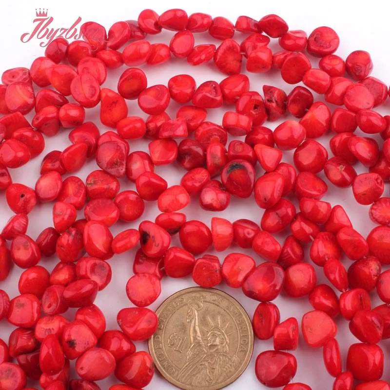 5x6-6x8mm Natural Freeform Irregular Red Coral Beads Stone Beads For DIY Necklace Bracelat Jewelry Making Loose Strand 15 Inches