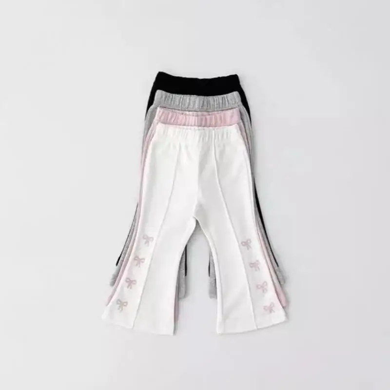 

Autumn New Baby Girls Cute Bow Flared Pants Cotton Infant Toddler Solid Simple Trousers Children Casual Pants Kids Girls Clothes