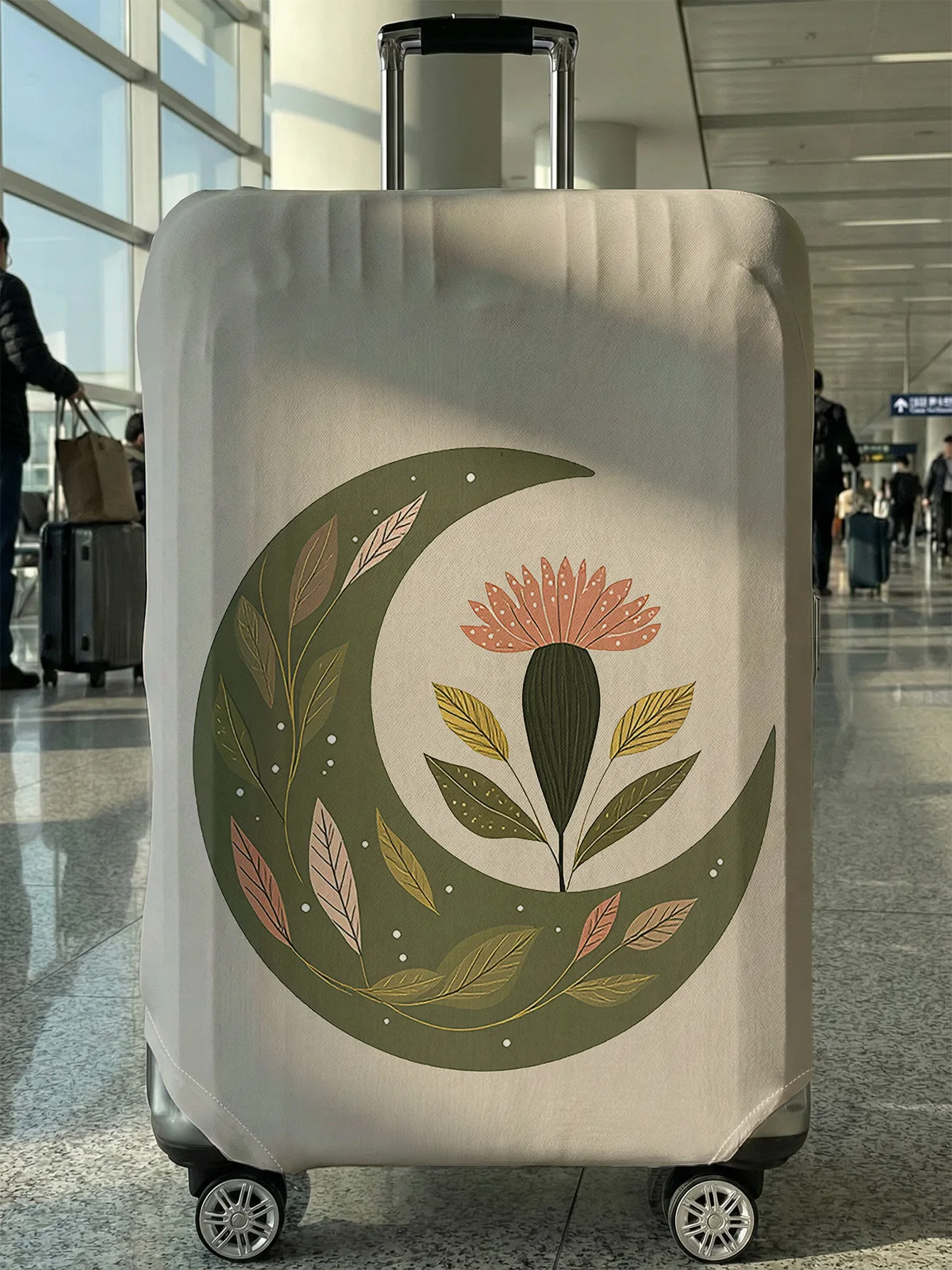 

Чехол для багажа Morandi Green Moon с цветочным принтом, подходит для чемоданов 18-32 дюймов, чехол на ручку чемодана, дорожные аксессуары
