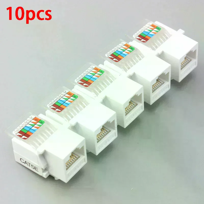10pc RJ45 Cat5e Ethernet Network Keystone Jackclip Module Wall Plug Connector