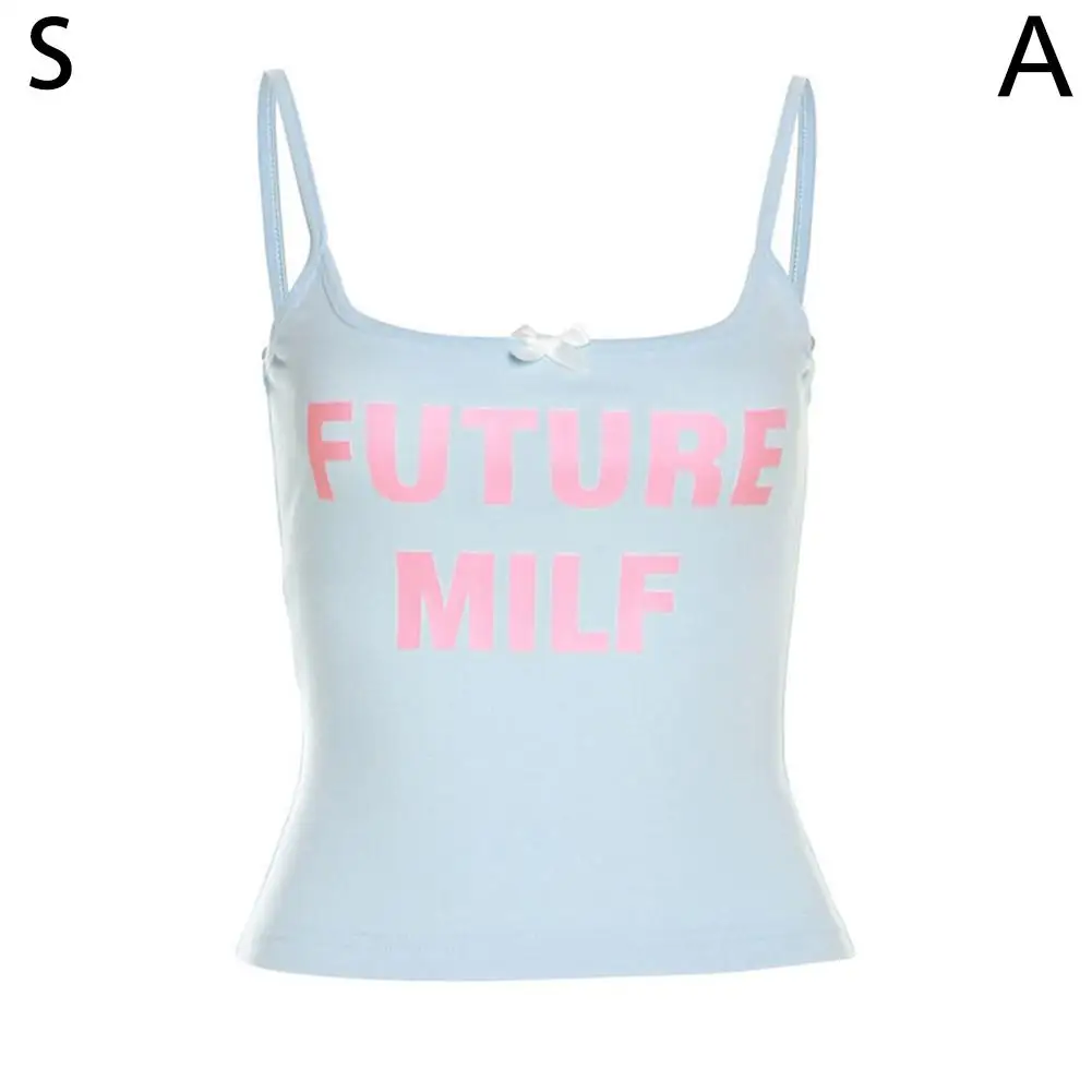 Blue Crop Tops Summer New Sleeveless Slim Casual Tank Cute Fashion Women Street Top Vintage High Aesthetic Y2K Clothes U4B9