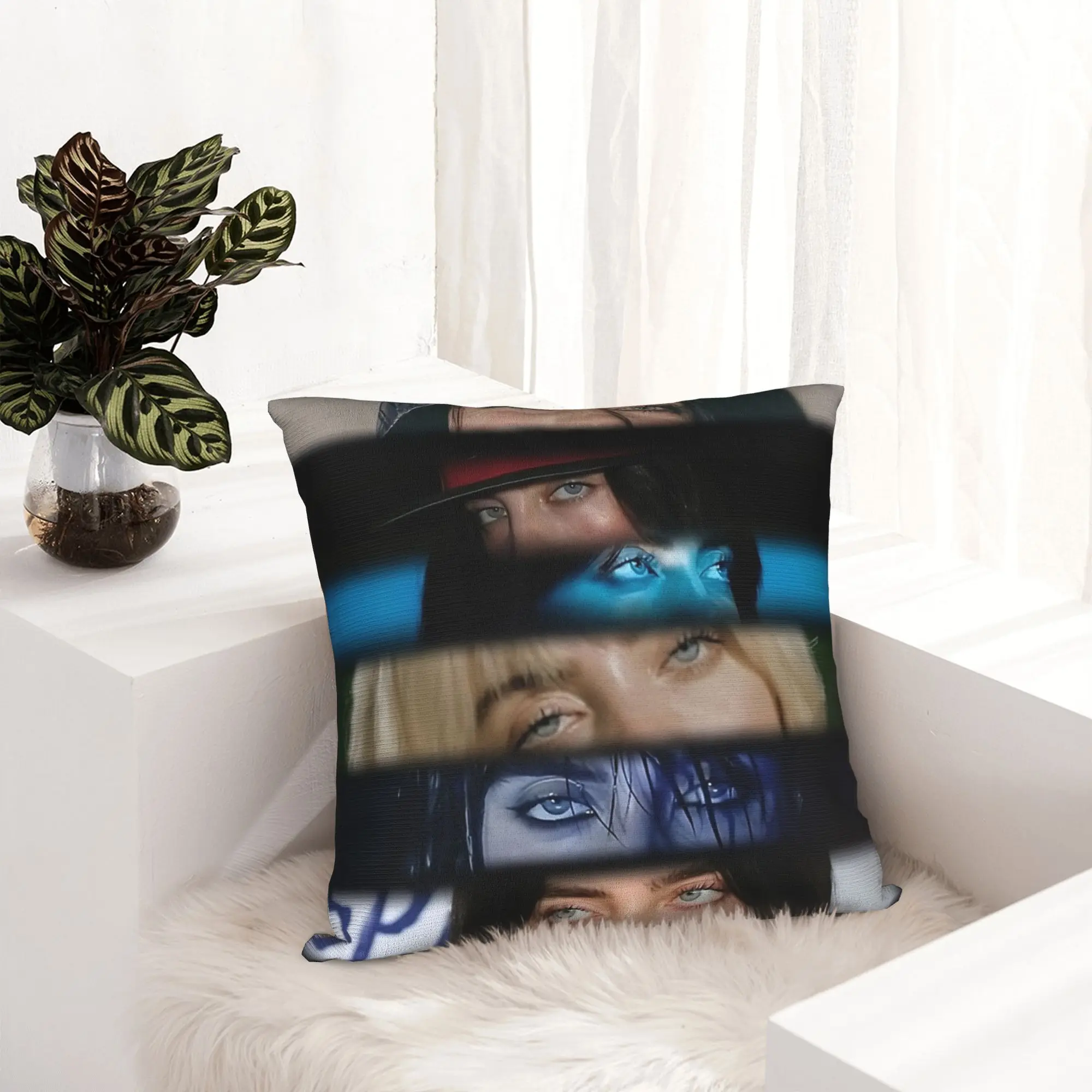 Billies Eilish Ocean Eyes Pillowcase Double-sided Printing Polyester Cushion Cover Decor Pillow Case Cover Seater Zippered 45*45