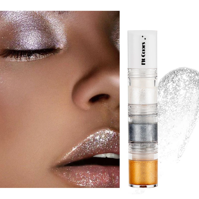 3-in-1 vloeibare glitter oogschaduw make-up parelmoer glanzend wit zwart bruin glans oogschaduw crème make-up cosmetica markeerstift