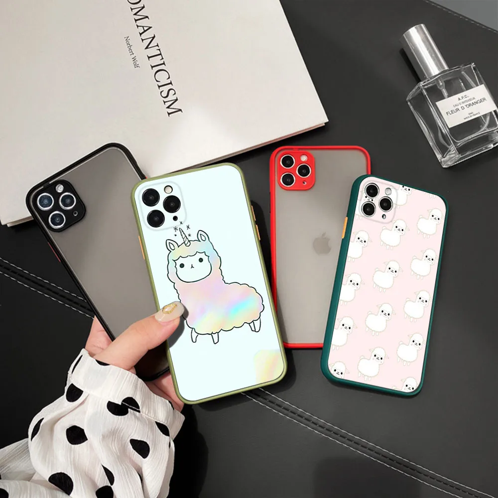 Phone Case For iPhone 16ProMax 15 14 7 8 16 Plus 13 12 11 XR X XS SE Alpaca Llama Cute Sheep Translucent Matte Soft Back Cover